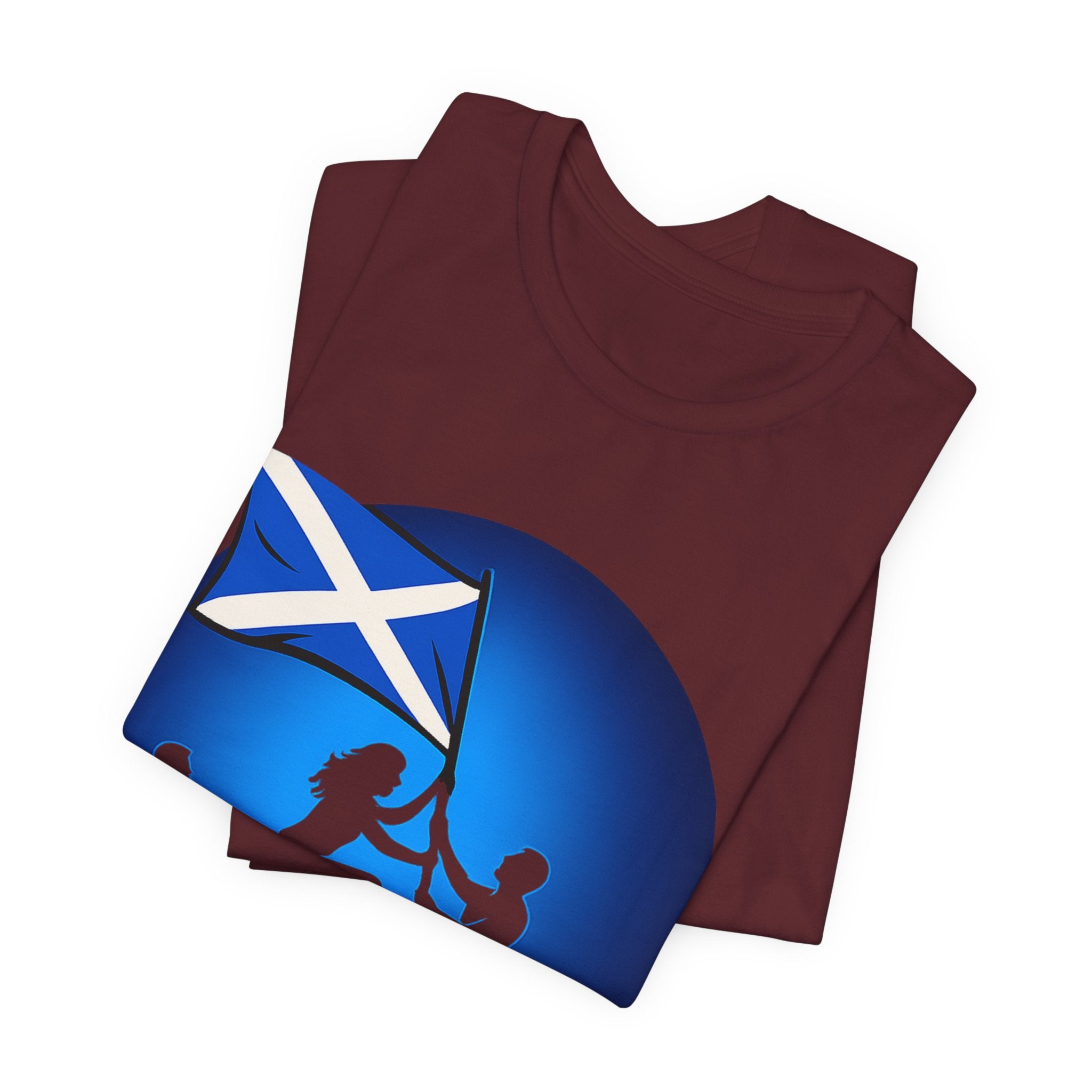Scotland Flag Pride Tee — Scottish Saltire Family Silhouette T‑Shirt