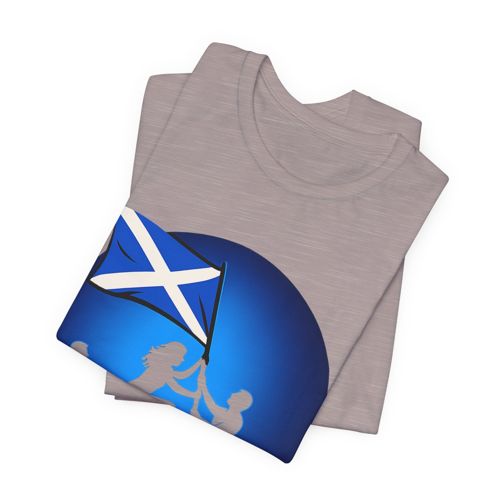 Scotland Flag Pride Tee — Scottish Saltire Family Silhouette T‑Shirt