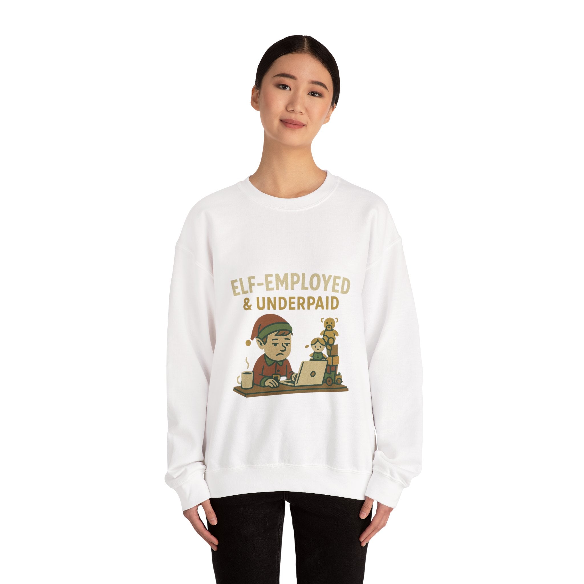 Christmas jumper "Elf-Employed & Underpaid" Holiday Graphic