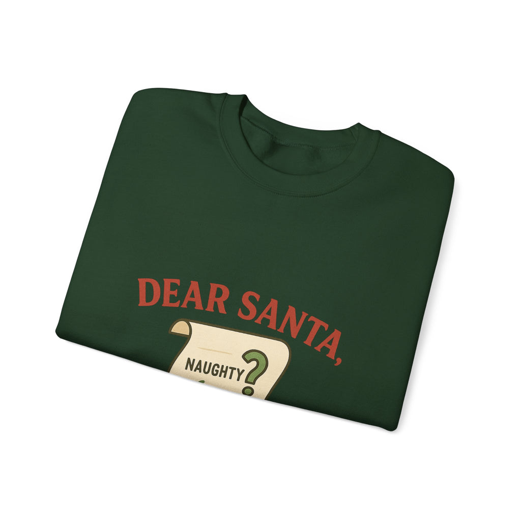 Christmas Sweatshirt – “Dear Santa, Define ‘Good’” Holiday Crewneck