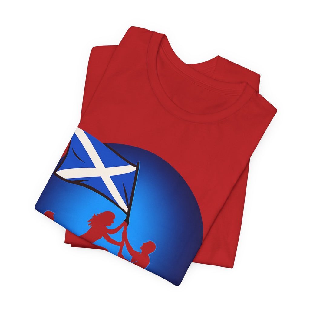 Scotland Flag Pride Tee — Scottish Saltire Family Silhouette T‑Shirt