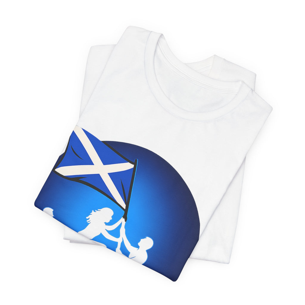 Scotland Flag Pride Tee — Scottish Saltire Family Silhouette T‑Shirt