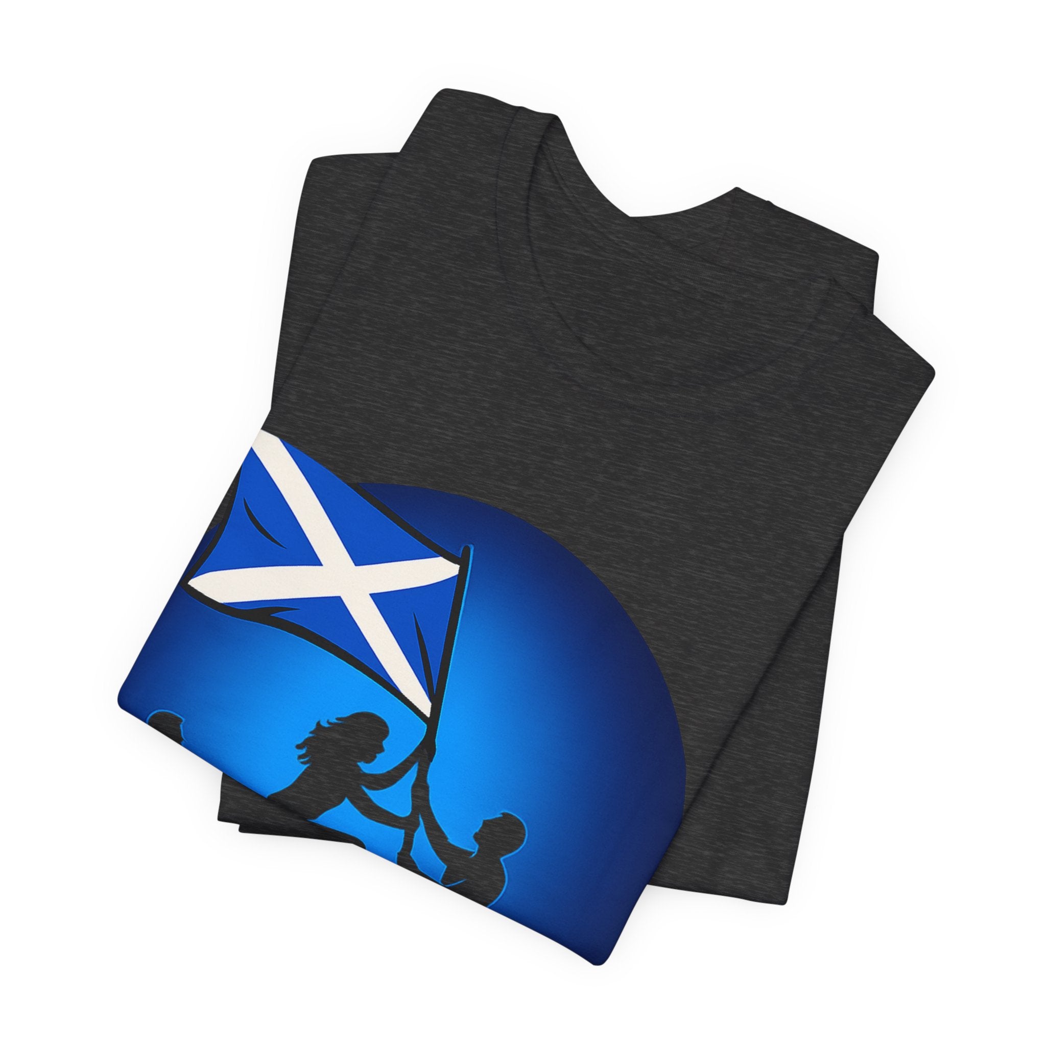 Scotland Flag Pride Tee — Scottish Saltire Family Silhouette T‑Shirt