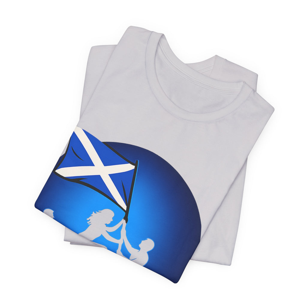 Scotland Flag Pride Tee — Scottish Saltire Family Silhouette T‑Shirt