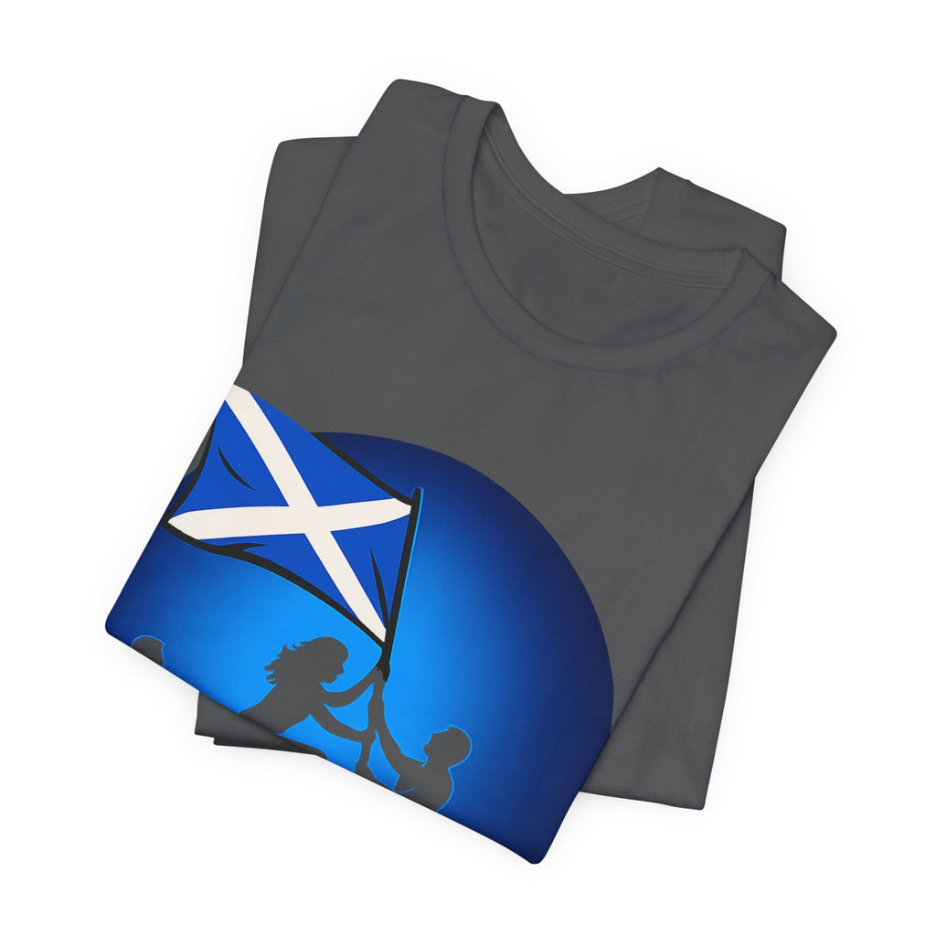 Scotland Flag Pride Tee — Scottish Saltire Family Silhouette T‑Shirt