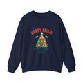 Holiday Humor Sweatshirt — "Merry Crisis, A Happy New Fear" Christmas Tree Crewneck