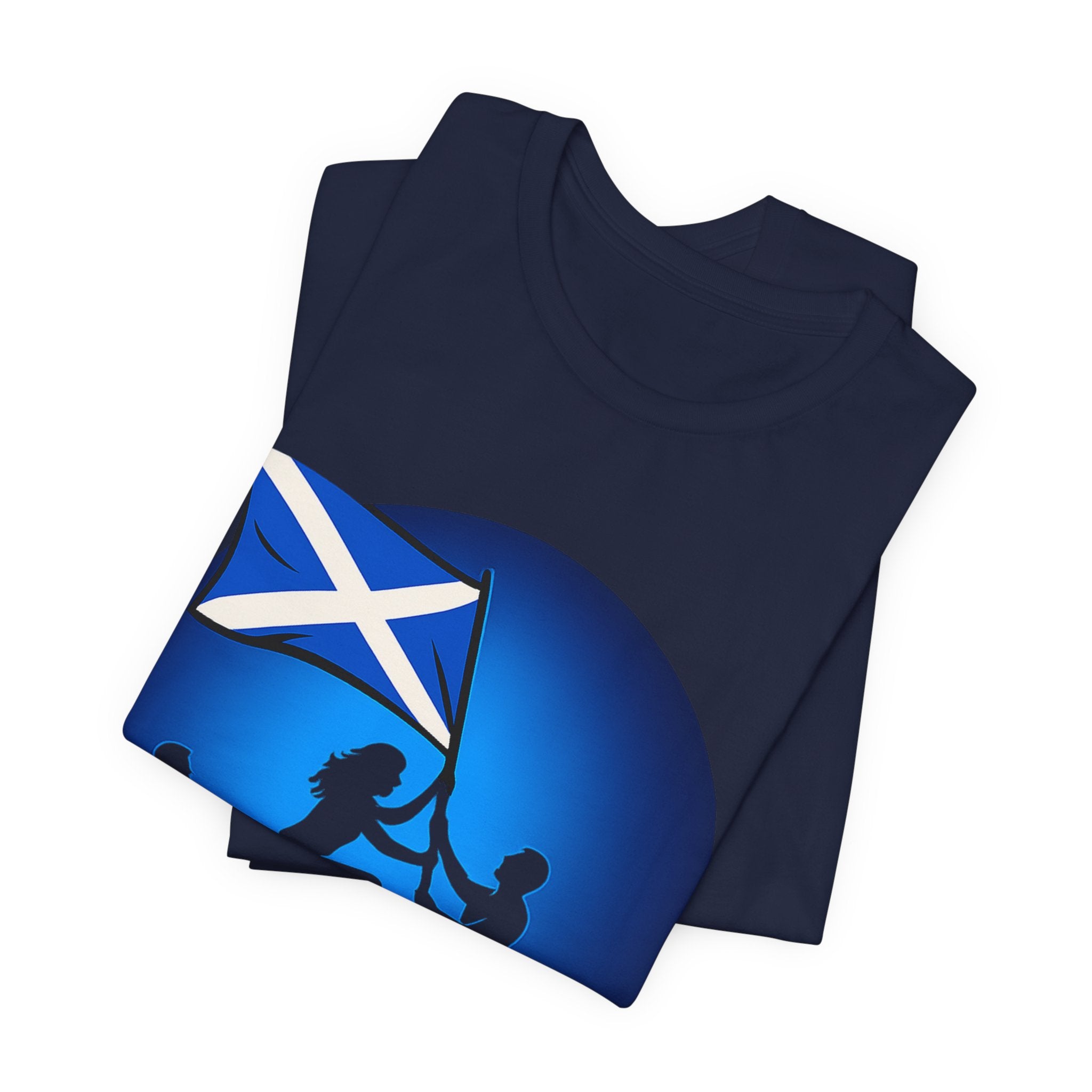 Scotland Flag Pride Tee — Scottish Saltire Family Silhouette T‑Shirt