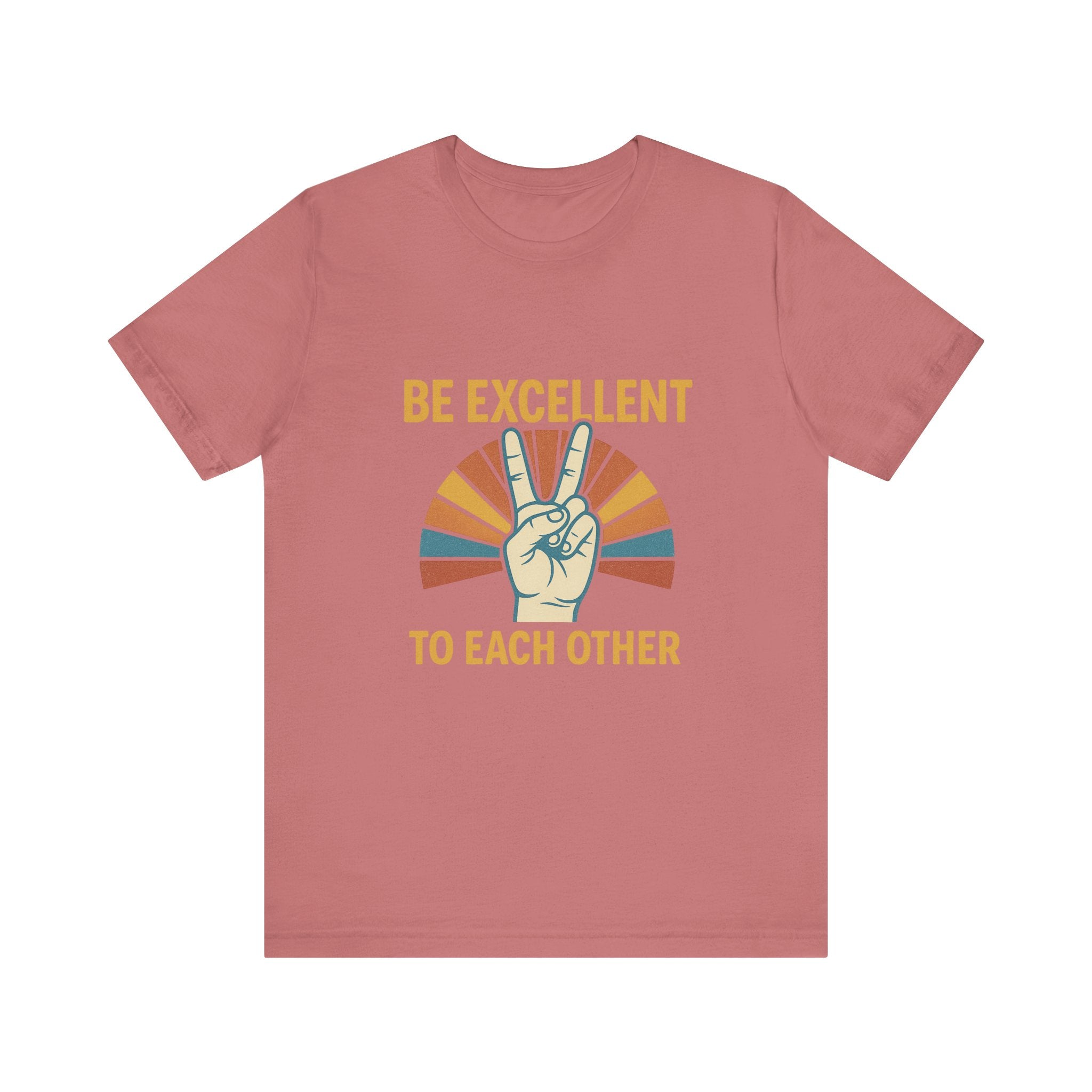 Be Excellent To Each Other  Bill & Ted T-Shirt — Retro Peace Sign Positive Message Tee