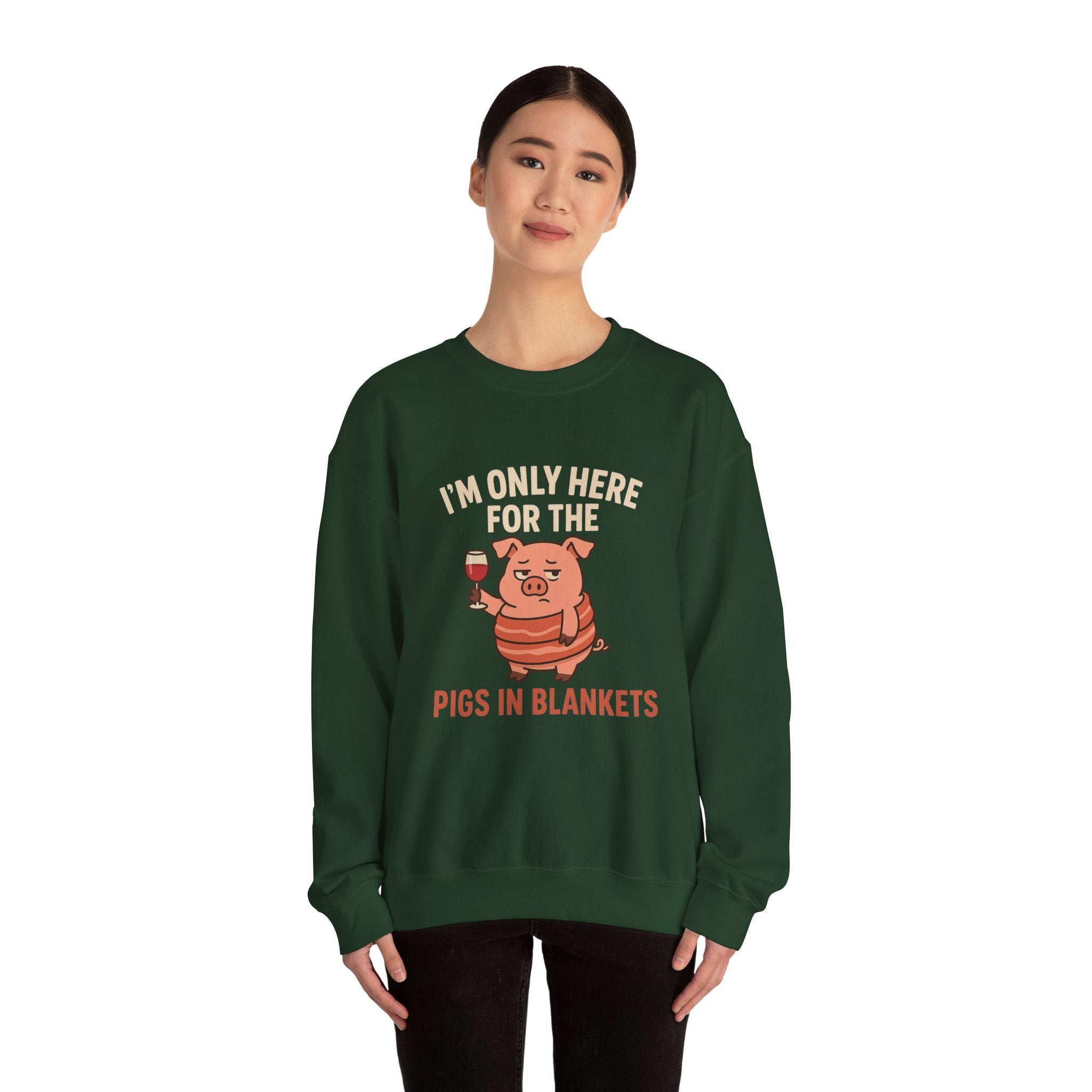 "I’m Only Here for the Pigs in Blankets" Cozy Holiday Crewneck