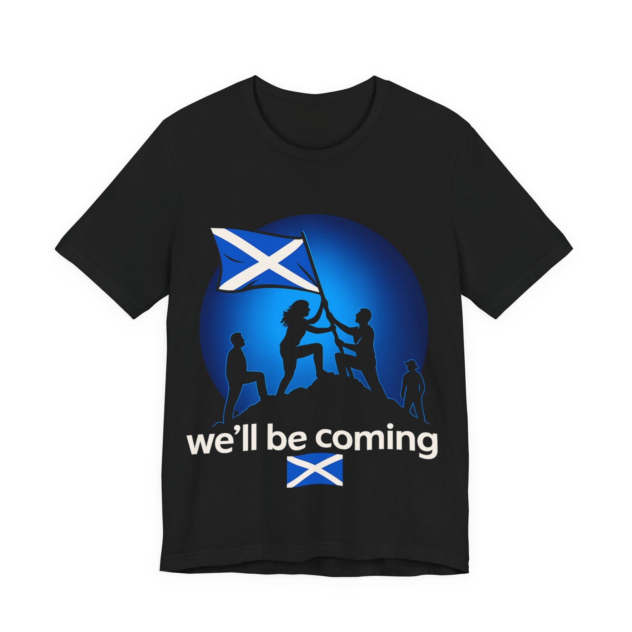 Scotland Flag Pride Tee — Scottish Saltire Family Silhouette T‑Shirt
