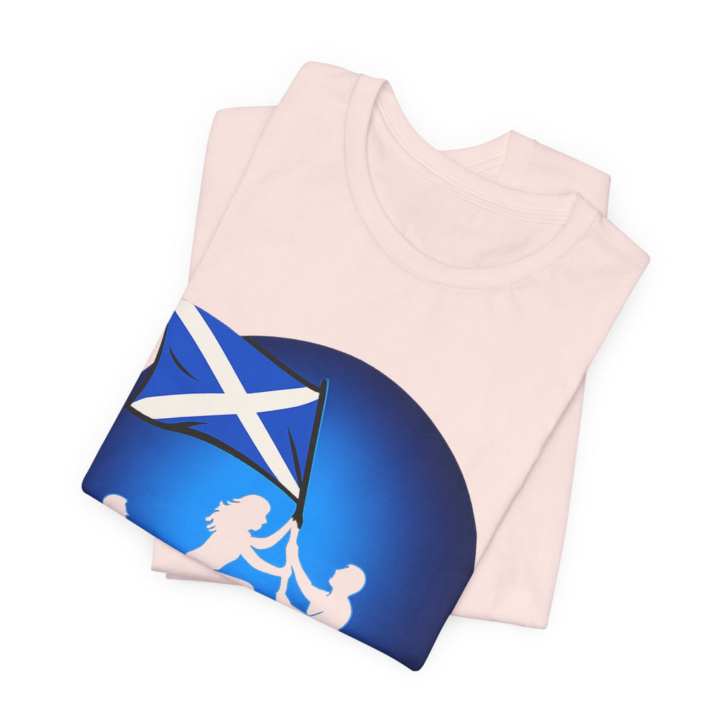 Scotland Flag Pride Tee — Scottish Saltire Family Silhouette T‑Shirt
