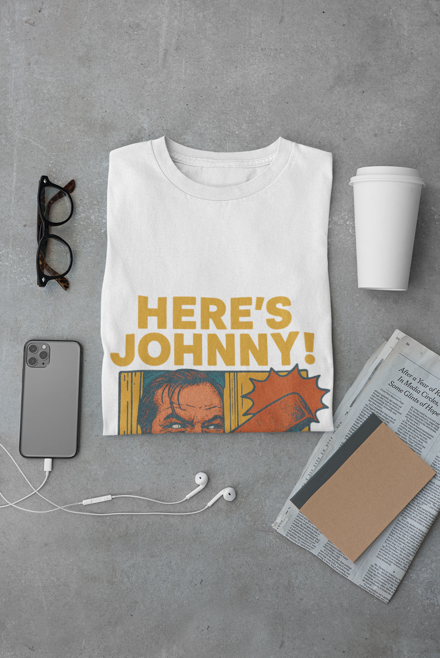 Here's Johnny! Horror Movie Tee — Retro Shining Axe Graphic T-Shirt