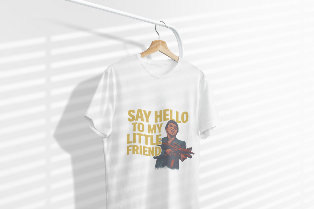 Say Hello To My Little Friend Tee — Retro Movie Quote Graphic T‑Shirt
