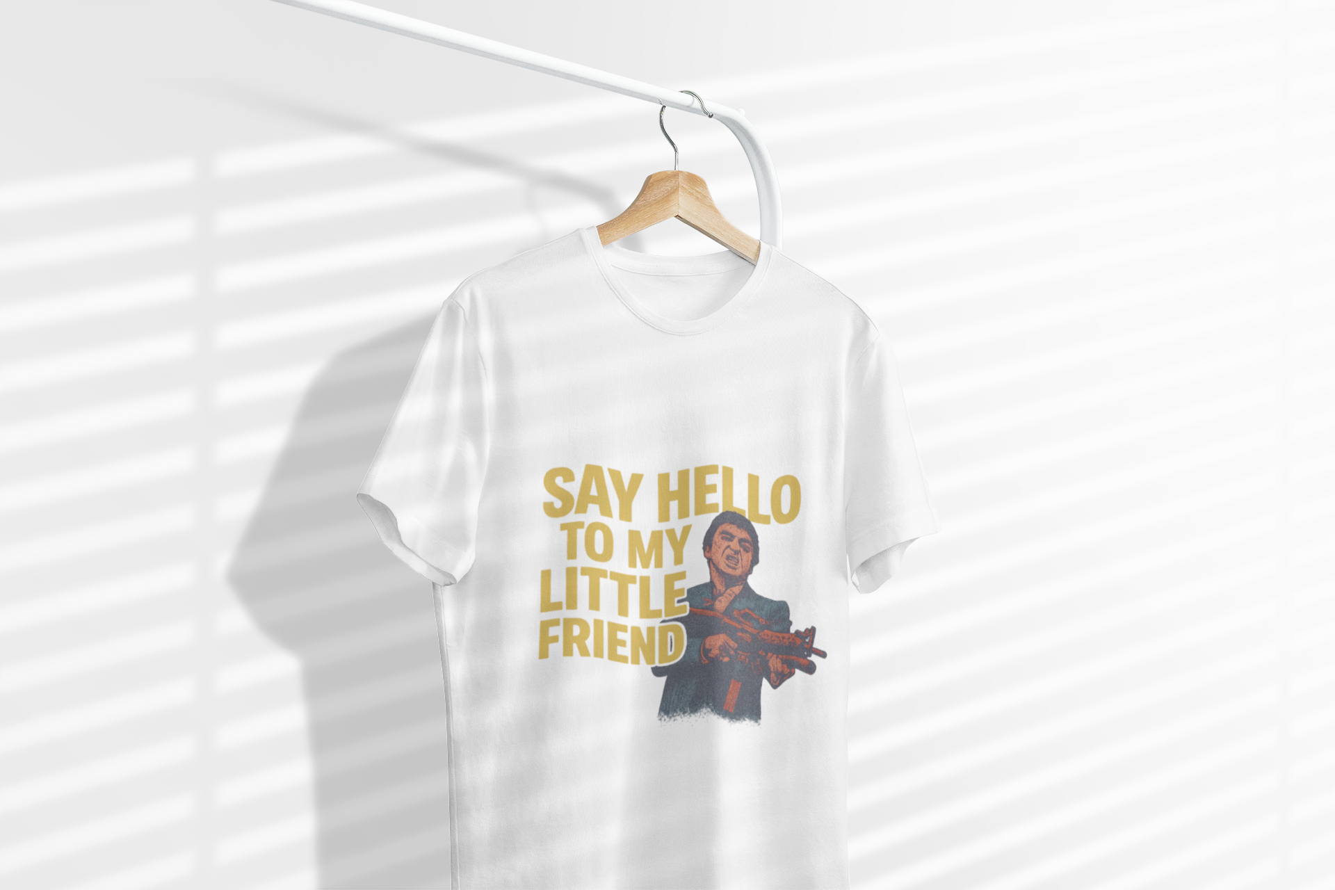 Say Hello To My Little Friend Tee — Retro Movie Quote Graphic T‑Shirt