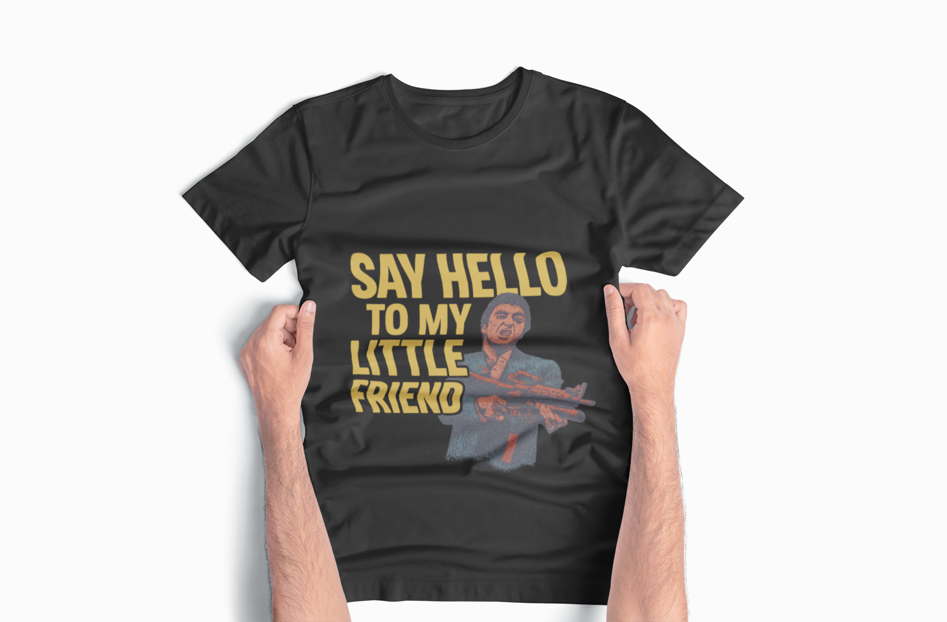 Say Hello To My Little Friend Tee — Retro Movie Quote Graphic T‑Shirt