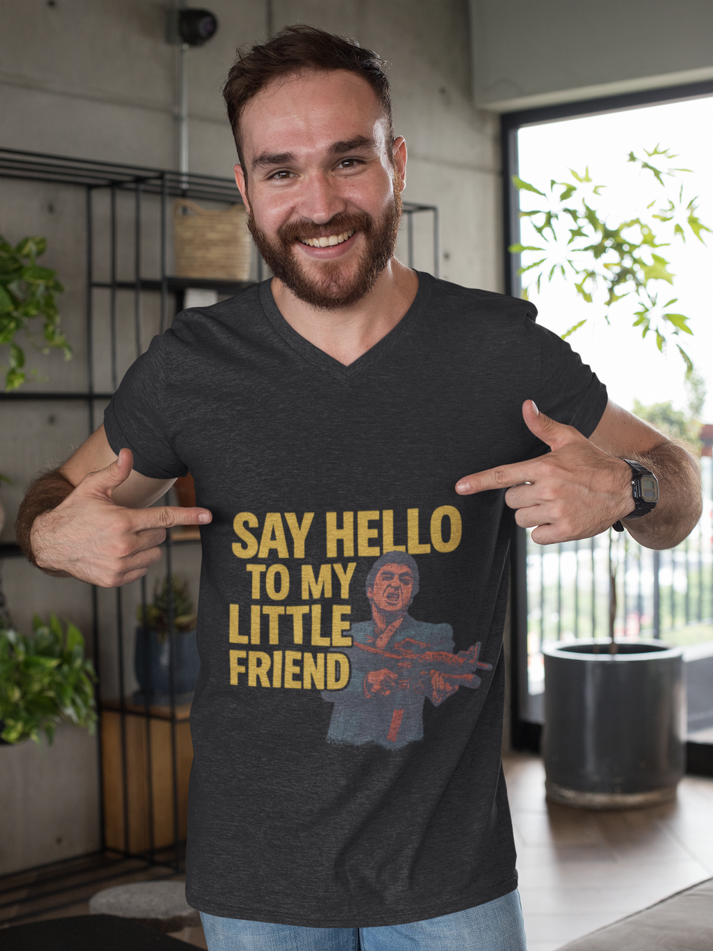 Say Hello To My Little Friend Tee — Retro Movie Quote Graphic T‑Shirt