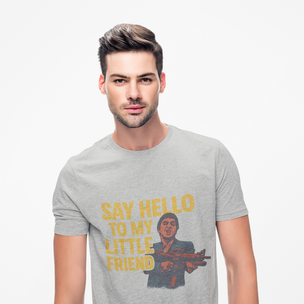 Say Hello To My Little Friend Tee — Retro Movie Quote Graphic T‑Shirt