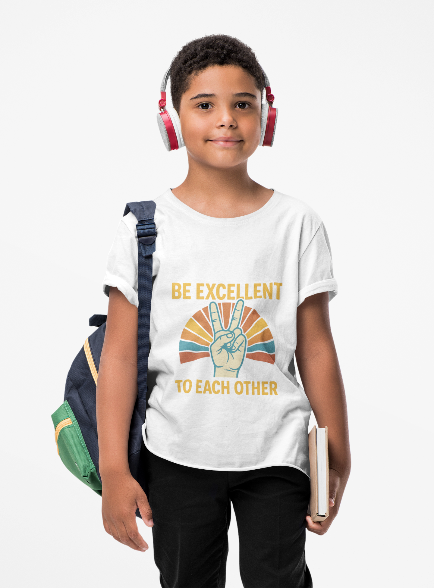 Be Excellent To Each Other  Bill & Ted T-Shirt — Retro Peace Sign Positive Message Tee