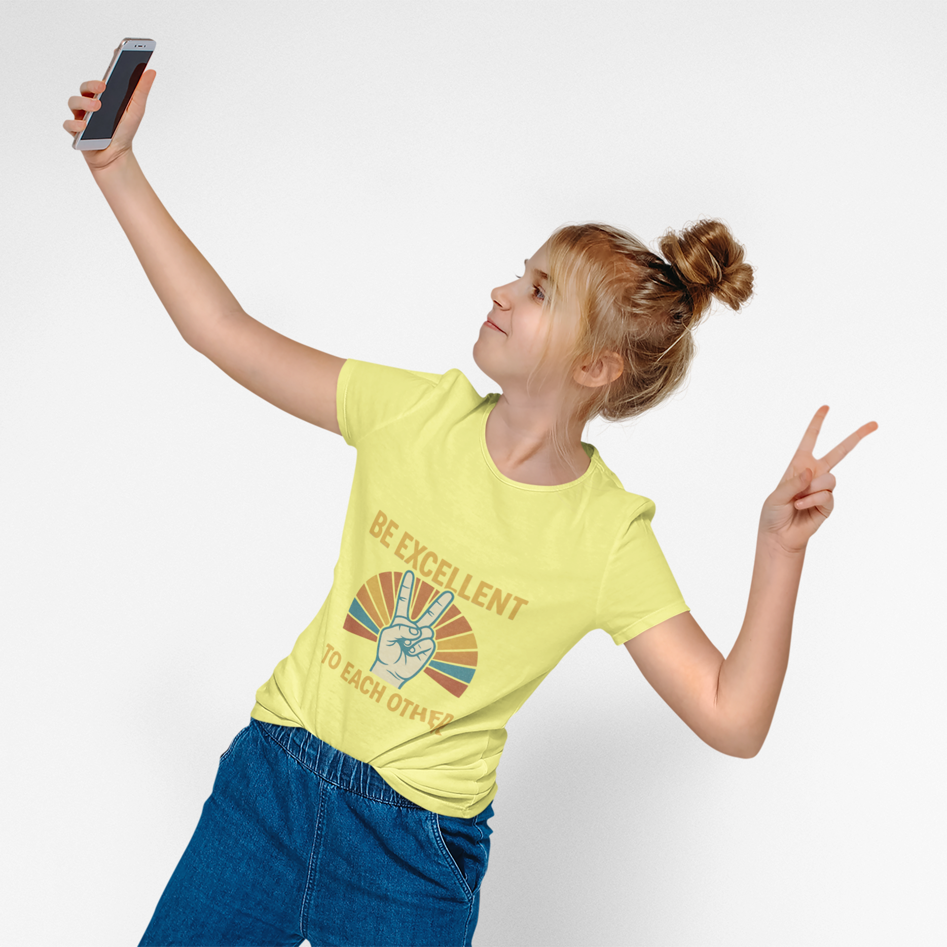 Be Excellent To Each Other  Bill & Ted T-Shirt — Retro Peace Sign Positive Message Tee