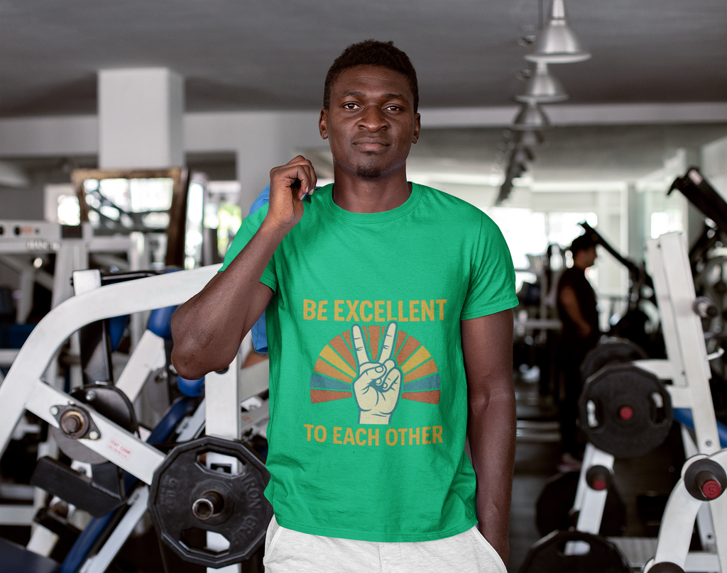 Be Excellent To Each Other  Bill & Ted T-Shirt — Retro Peace Sign Positive Message Tee