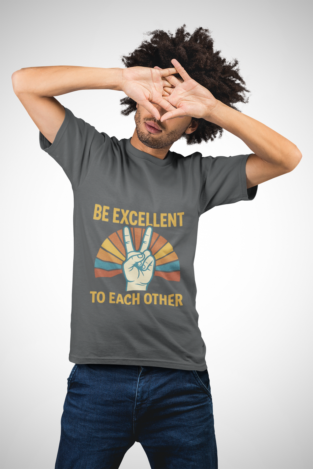 Be Excellent To Each Other  Bill & Ted T-Shirt — Retro Peace Sign Positive Message Tee