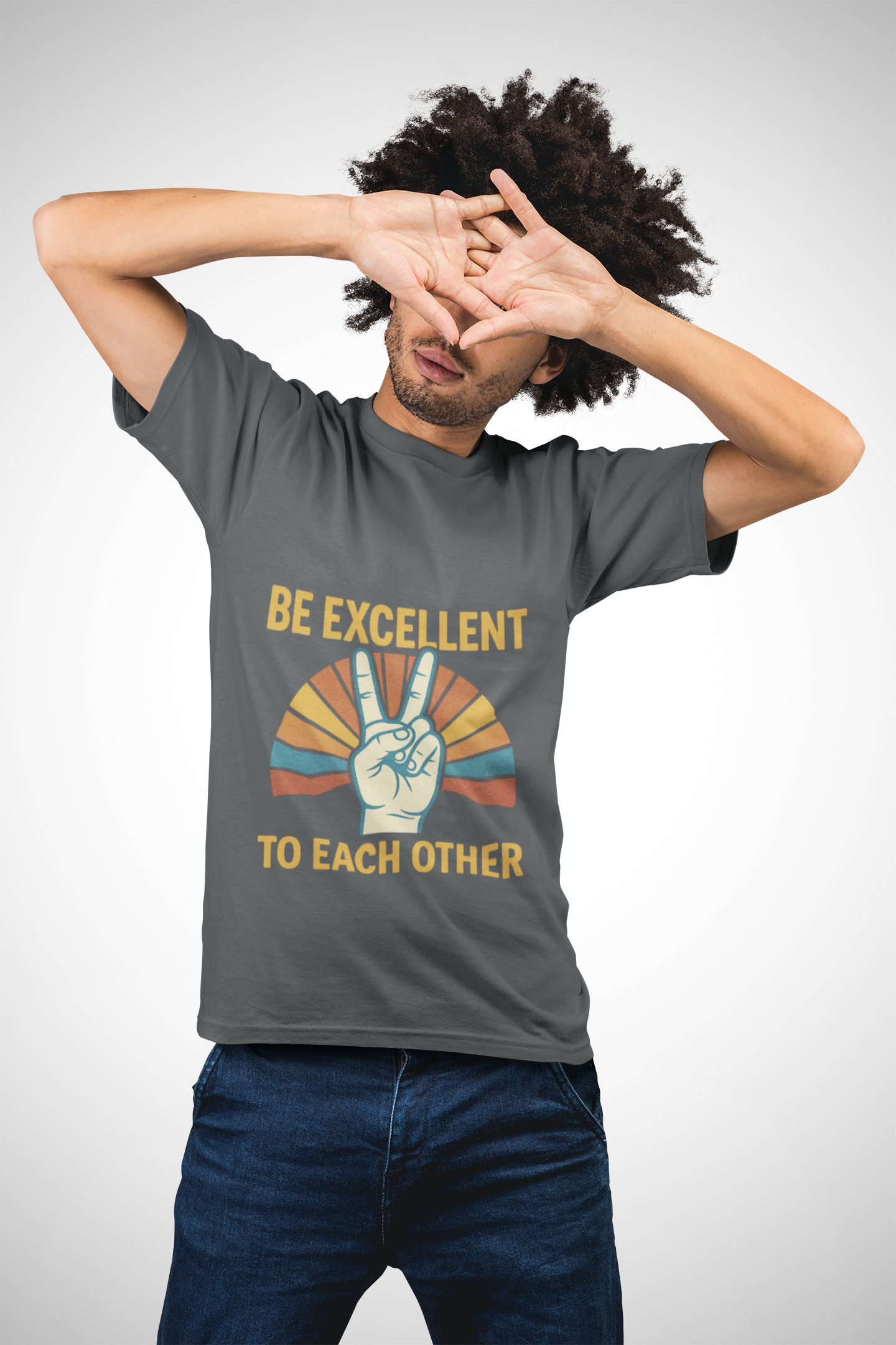 Be Excellent To Each Other  Bill & Ted T-Shirt — Retro Peace Sign Positive Message Tee