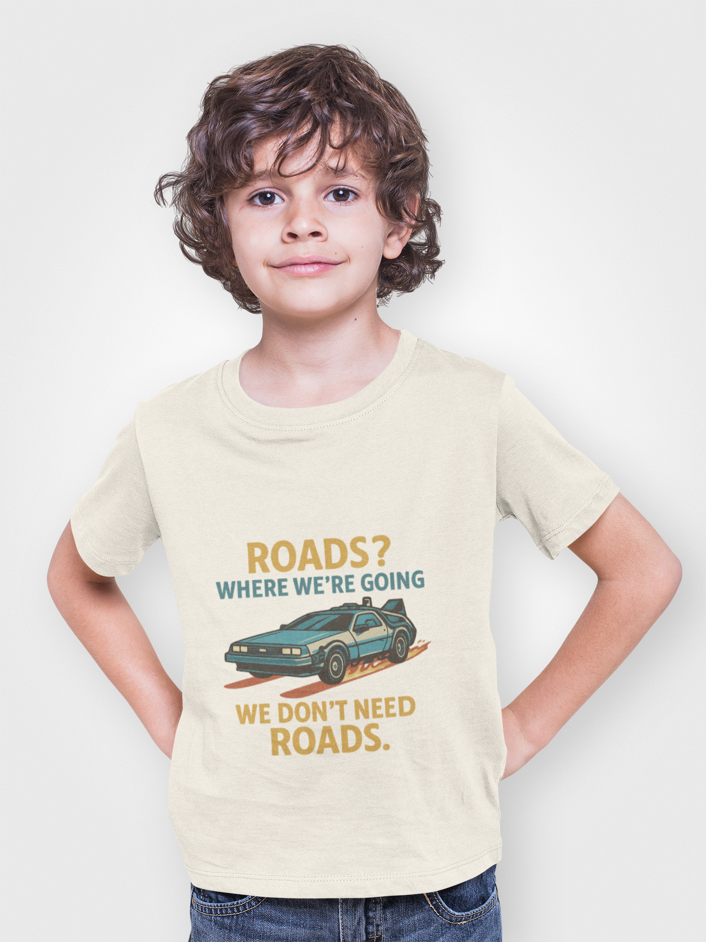 Retro Back to the future Tee — “Roads? Where We’re Going We Don’t Need Roads.”