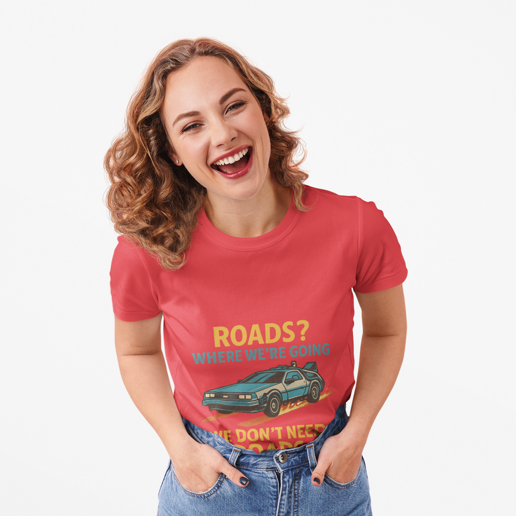 Retro Back to the future Tee — “Roads? Where We’re Going We Don’t Need Roads.”