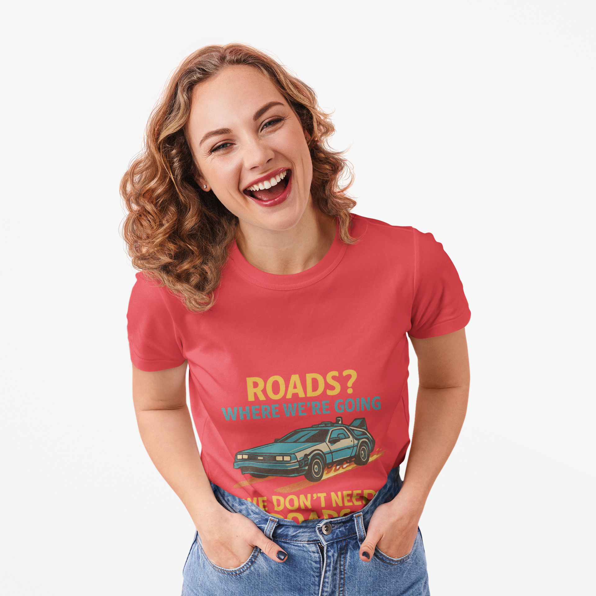 Retro Back to the future Tee — “Roads? Where We’re Going We Don’t Need Roads.”
