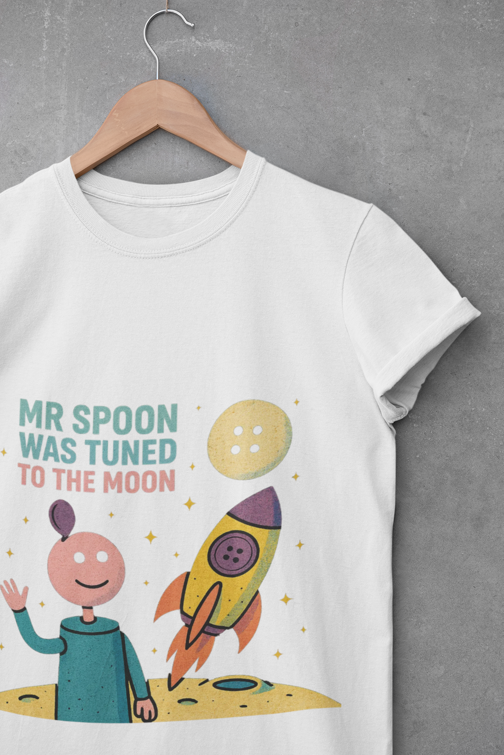 Retro Button Moon Unisex Jersey Short Sleeve Tee