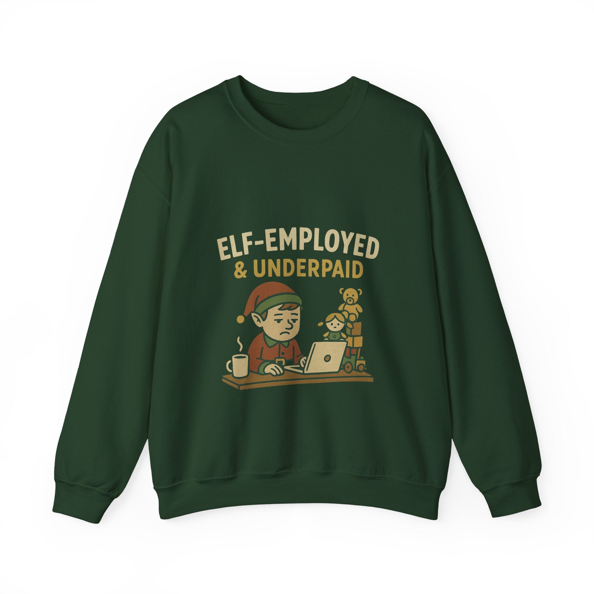 Christmas jumper "Elf-Employed & Underpaid" Holiday Graphic