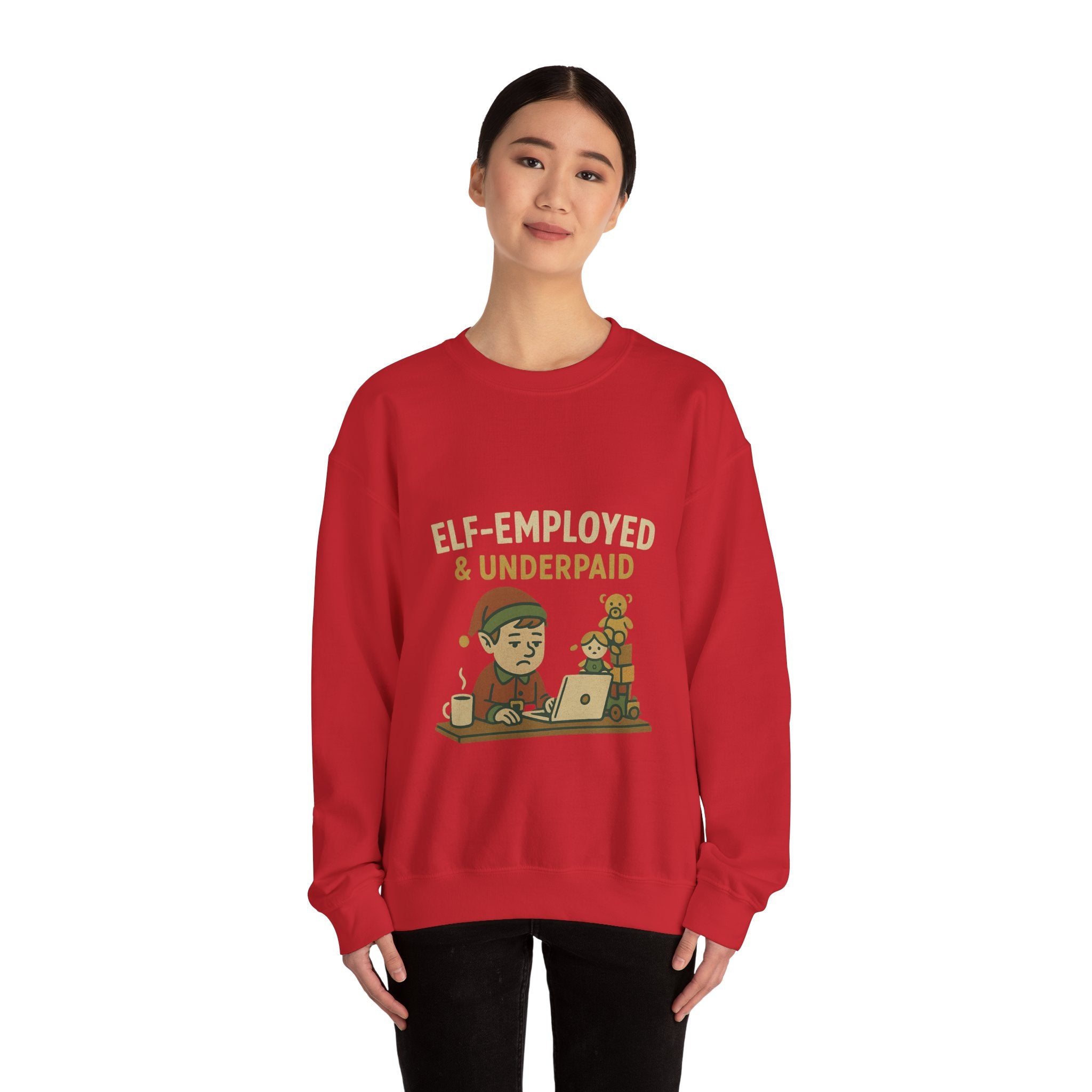Christmas jumper "Elf-Employed & Underpaid" Holiday Graphic