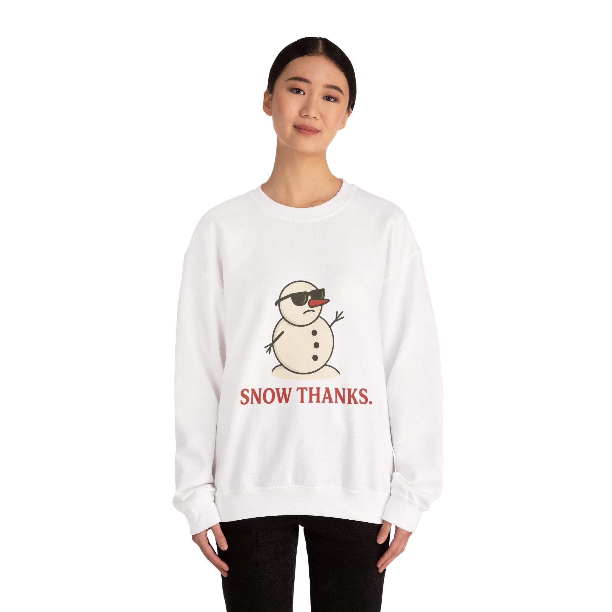 Christmas Snow Thanks Sweatshirt — Funny Grumpy Snowman Crewneck