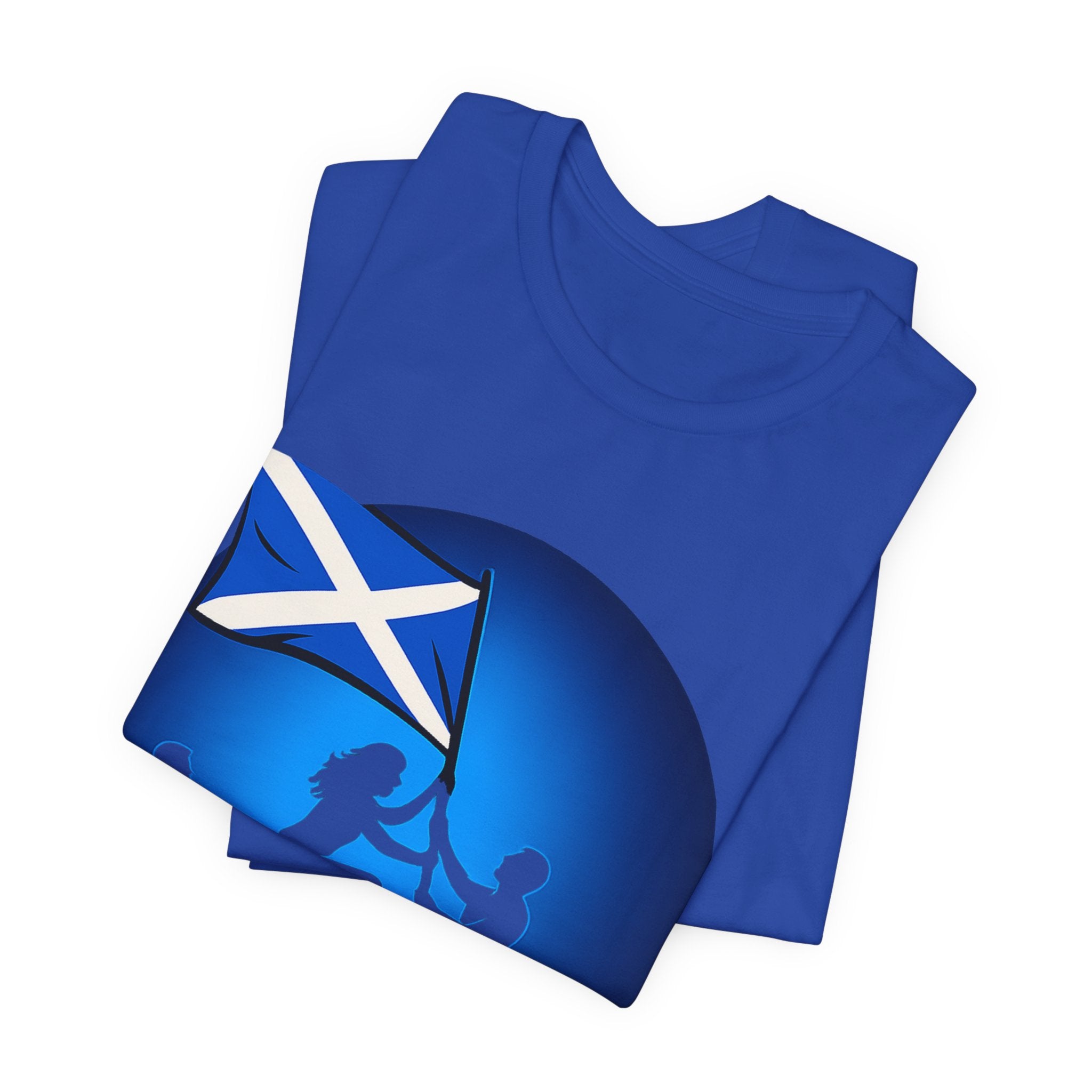 Scotland Flag Pride Tee — Scottish Saltire Family Silhouette T‑Shirt