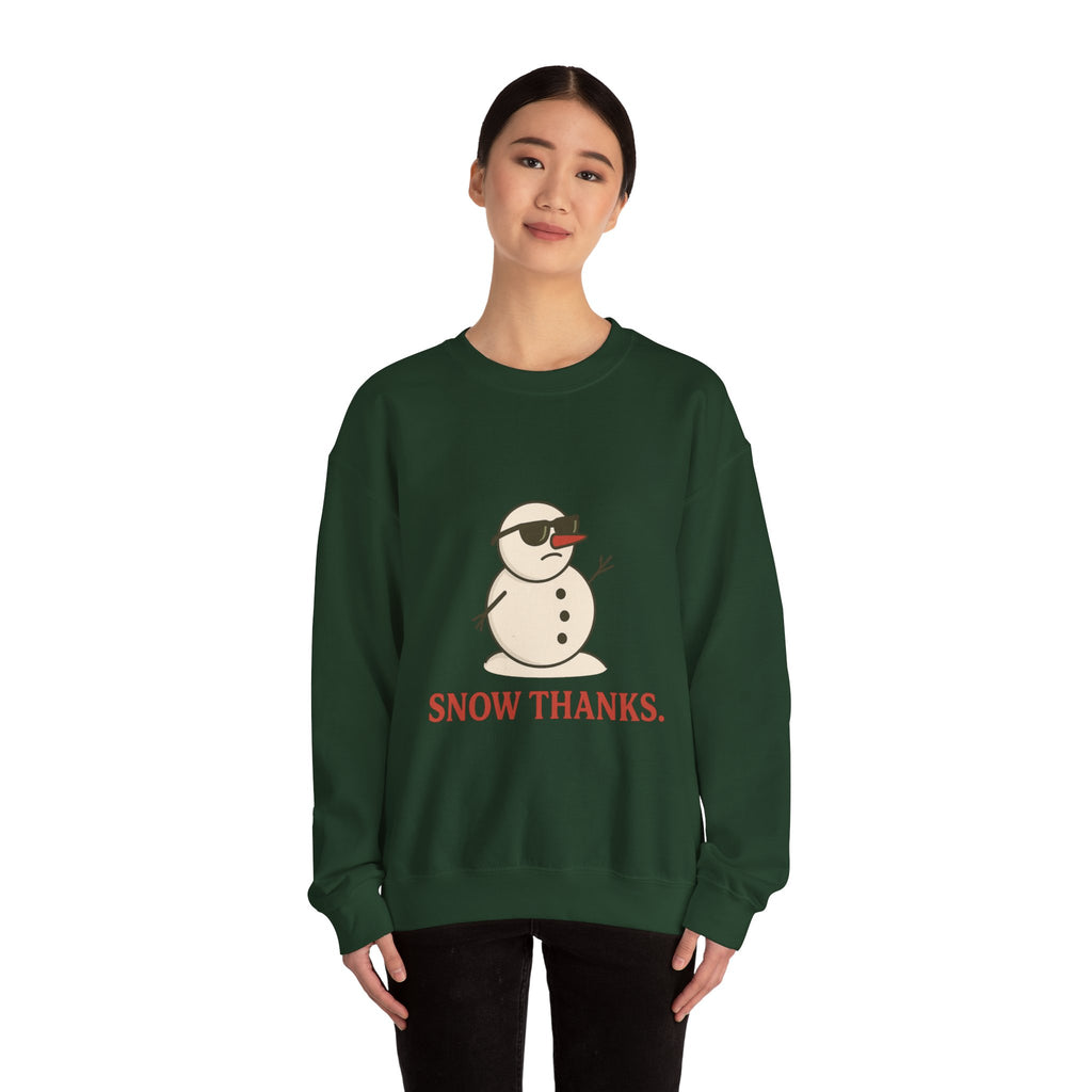 Christmas Snow Thanks Sweatshirt — Funny Grumpy Snowman Crewneck