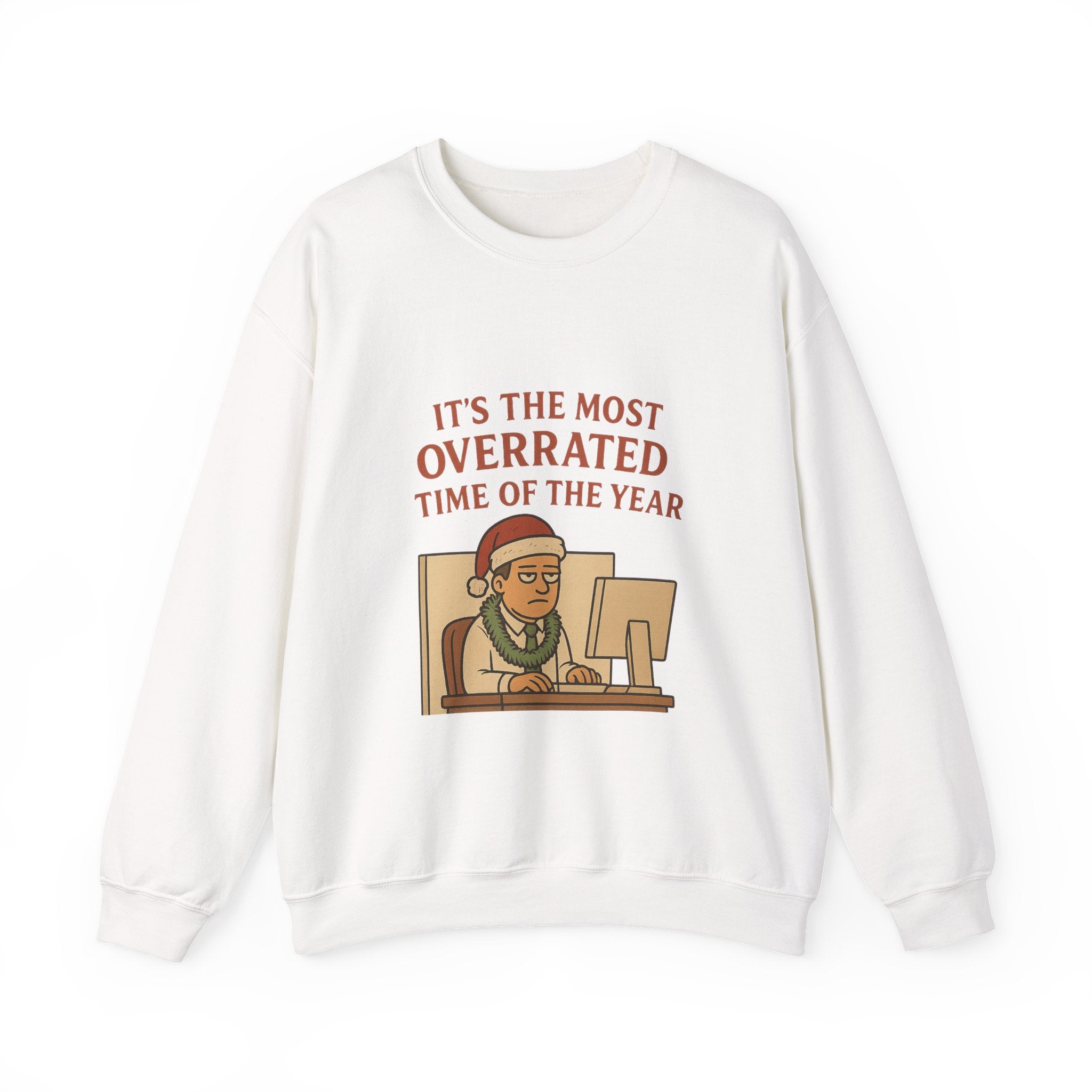 Crewneck Christmas Sweatshirt — “It’s the Most Overrated Time of the Year” Funny Holiday Grinch Sweatshirt