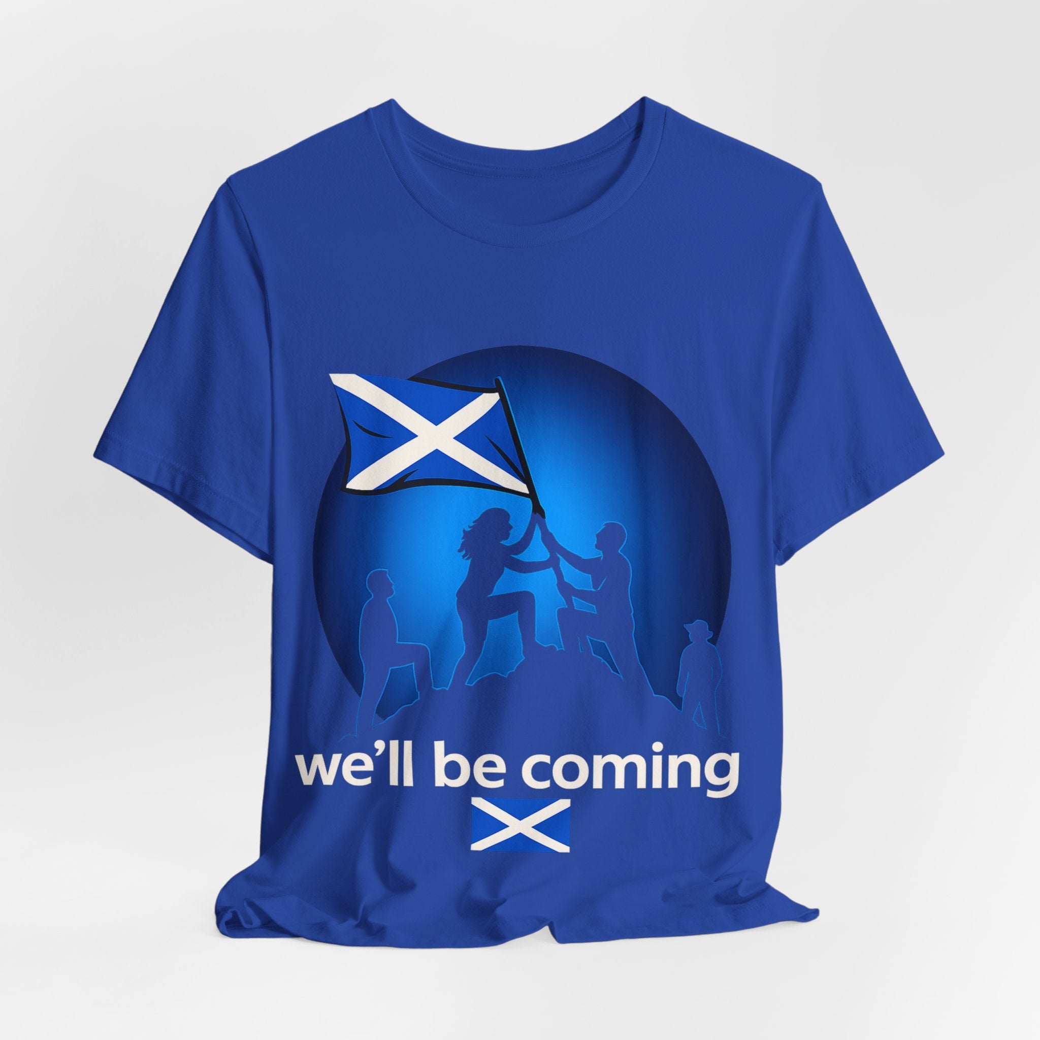 Scotland Flag Pride Tee — Scottish Saltire Family Silhouette T‑Shirt