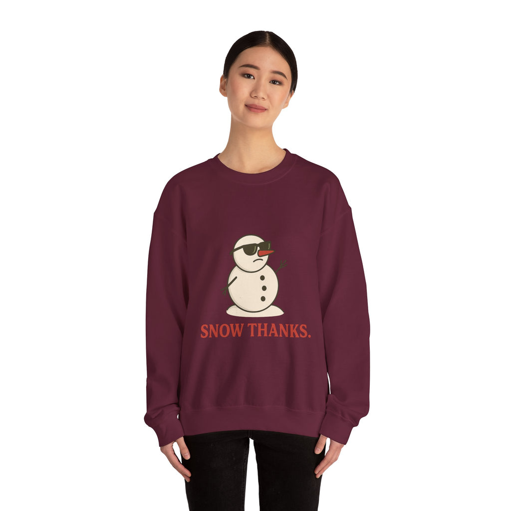 Christmas Snow Thanks Sweatshirt — Funny Grumpy Snowman Crewneck