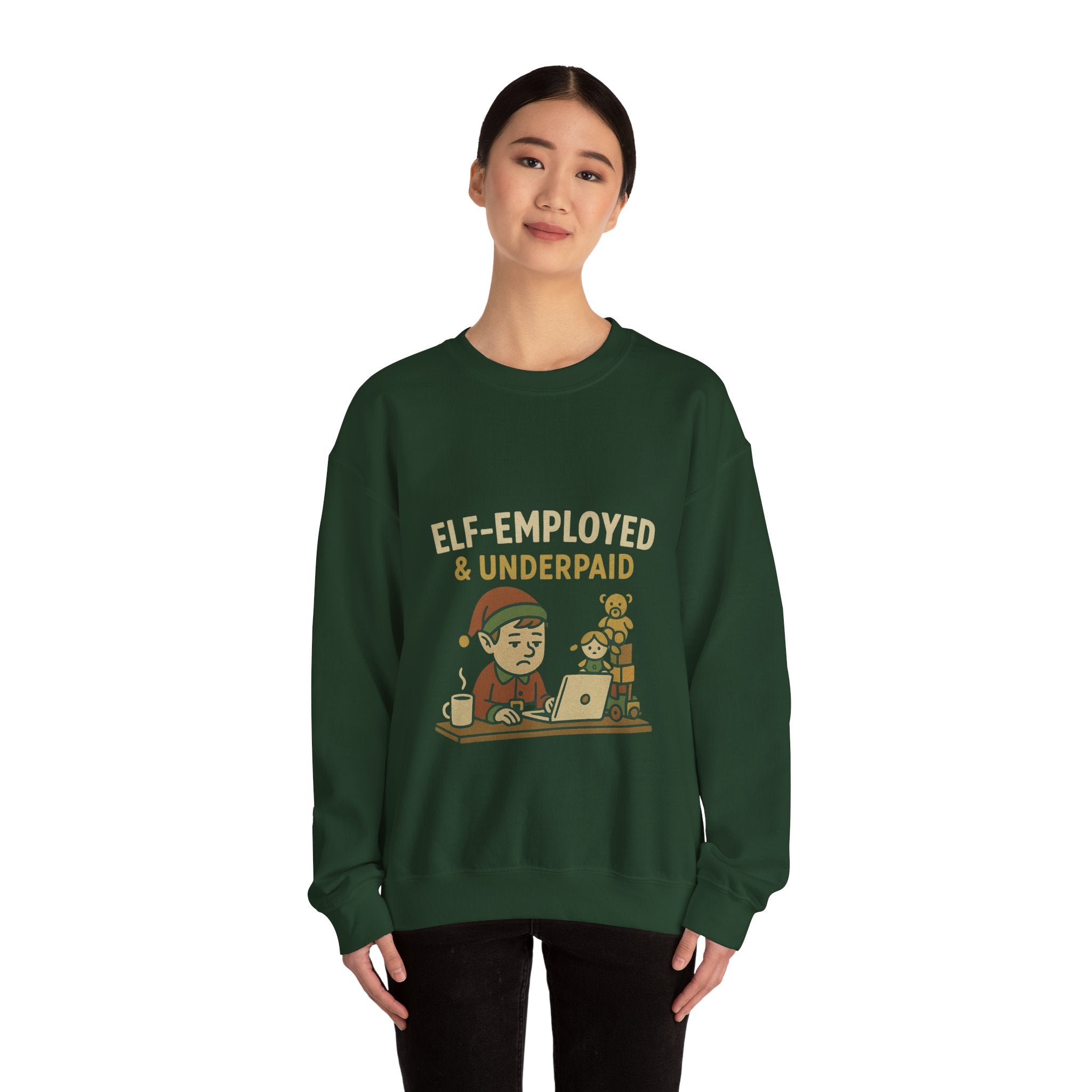 Christmas jumper "Elf-Employed & Underpaid" Holiday Graphic